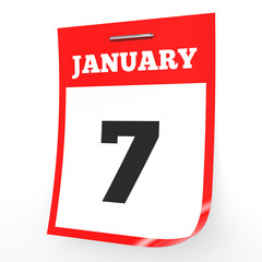 Fototapeta premium January 7. Calendar on white background.