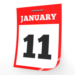 January 11. Calendar on white background.