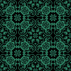 Seamless Chinese Background Curve Cross Spiral Frame Flower