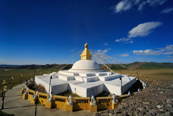 Stupa monastery Amarbayasgalant in the moonlight