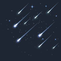 Obraz na płótnie Canvas Vector star meteor falling in dark. Comet or asteroid science background. Galaxy astronomy background illustration