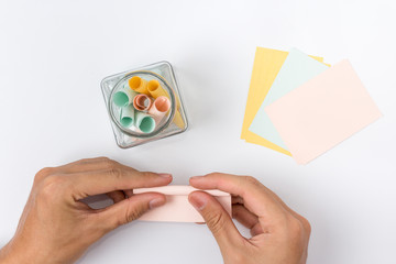 paper note flat lay