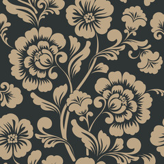 Fototapeta premium Vector flower seamless pattern element. Elegant texture for backgrounds. Classical luxury old fashioned floral ornament, seamless texture for wallpapers, textile, wrapping.