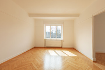 Modern room with a parquet floor