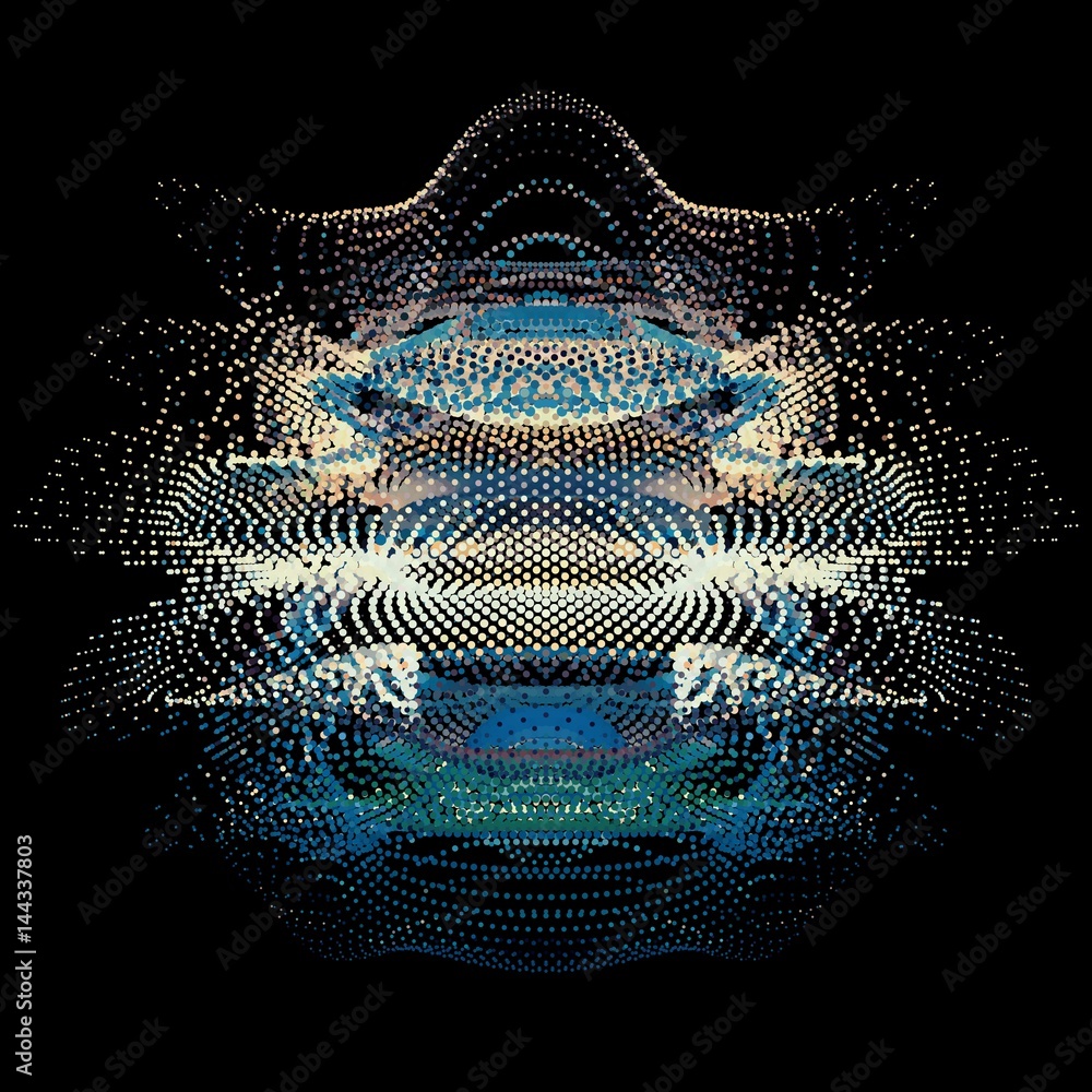 Poster abstract vector colorful mesh on dark background. futuristic style card. elegant background for busi