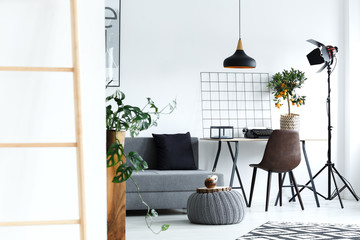 White, minimalist living room