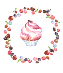 maffin pink round watercolor