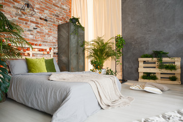 Bedroom decorated with plants
