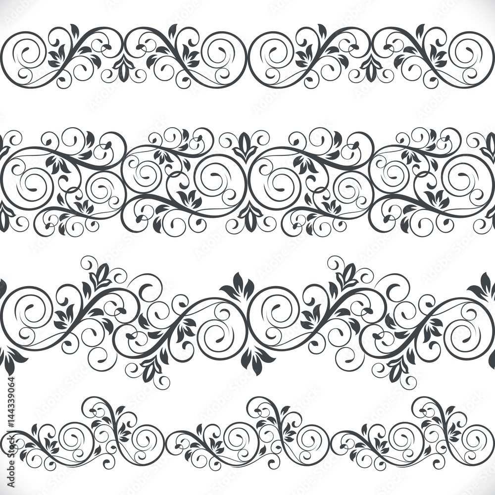 Poster Seamless floral border template.