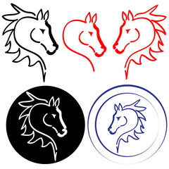 Horse head on white background