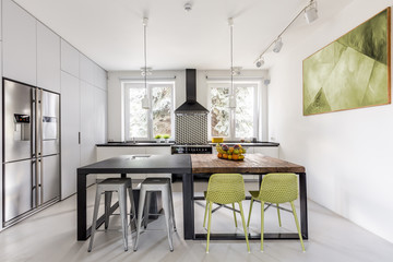 Minimalist creative kitchen in white