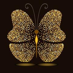 Abstract butterfly shape gold tinsel