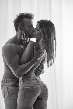 Man embracing his woman