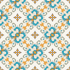 Vector seamless texture. Beautiful colored pattern for design and fashion with decorative elements