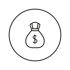Money Bag with Dollar. Icon. Vector.