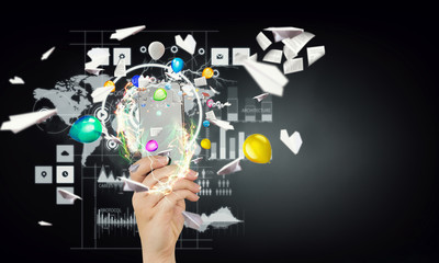 Concept of e-business and commerce . Mixed media