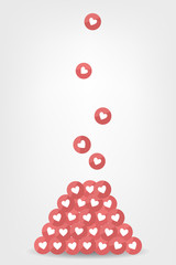 Like icons. Pile of like icons. Falling like icons