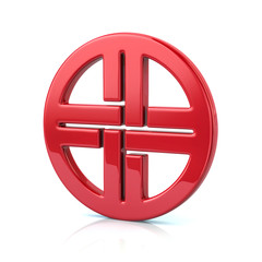 3d illustration of red shield knot symbol