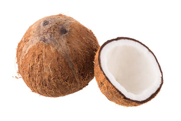 Coconut for oil preparing isolated on white background