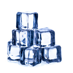 Ice cubes on a white background