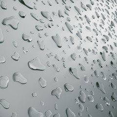 Realistic drops of water on a steel. 3d rendering