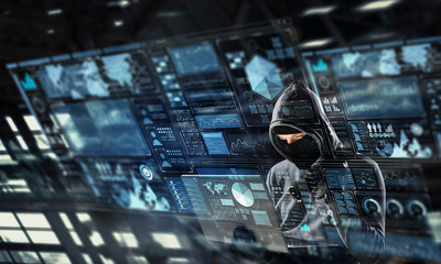 Network security and privacy crime. Mixed media . Mixed media