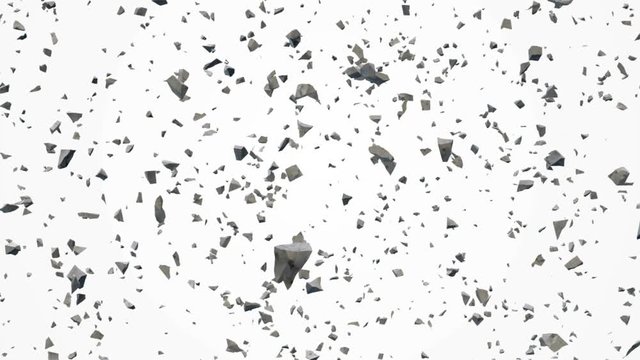 Broken pieces of stones flying in air