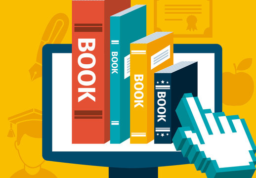 Yellow Red And Blue Online Digital Education Books Illustration