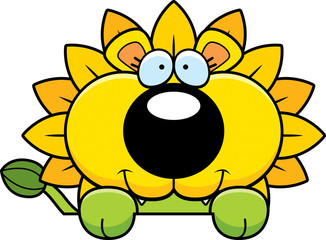 Cartoon Dandelion Lion Peeking