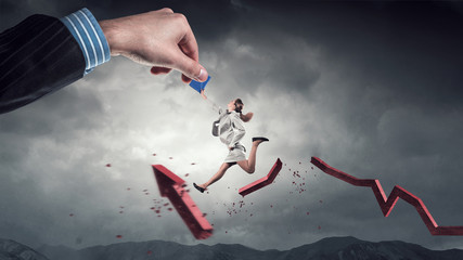 Hand of power and control . Mixed media