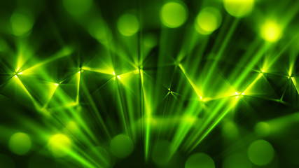 Colored abstract geometric background. 3D illustration.
Polygonal glossy surface. Glowing structure. Optical flares glare