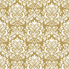 Vector damask seamless pattern background. Classical luxury old fashioned damask ornament, royal victorian seamless texture for wallpapers, textile, wrapping. Exquisite floral baroque template.