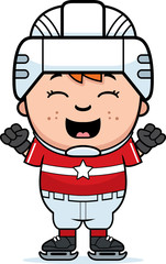 Cartoon Hockey Player Celebrate