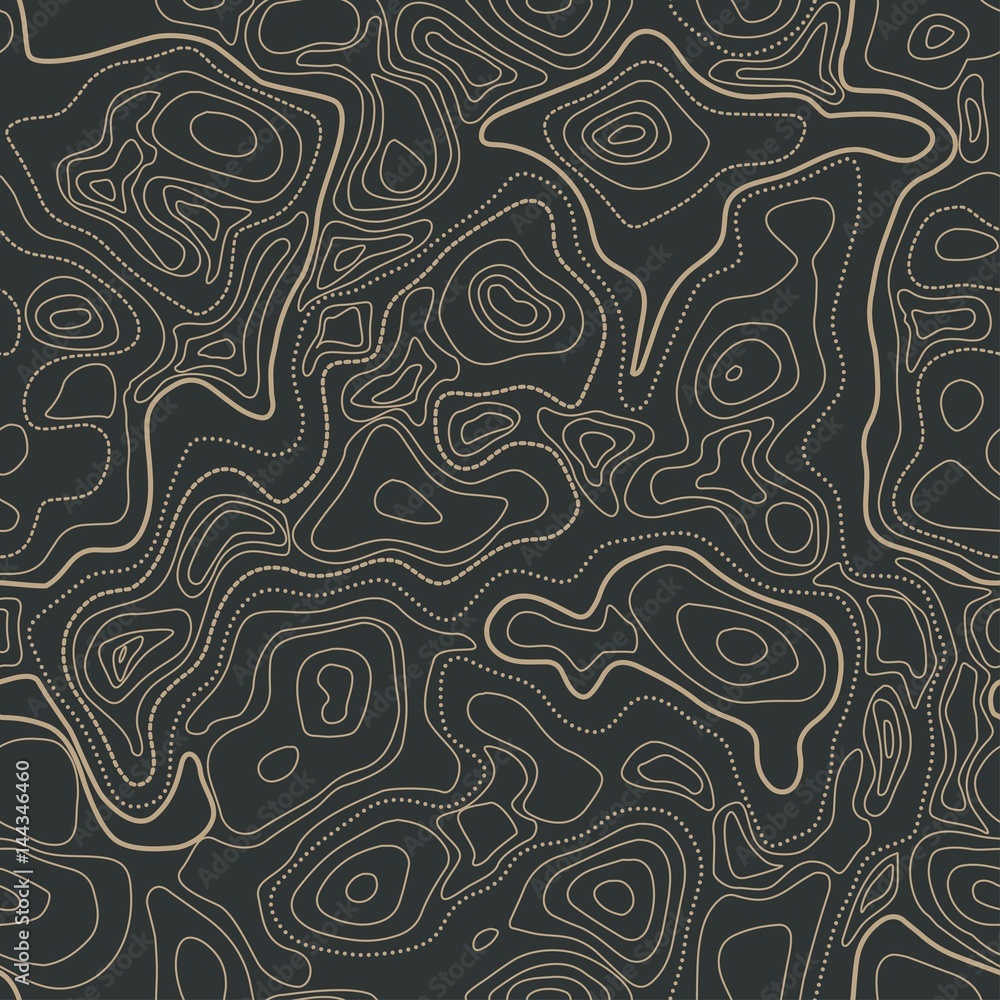 Poster vector abstract earth seamless relief map. generated conceptual elevation map. isolines of landscape