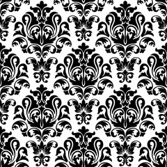 Fototapeta na wymiar Vector damask seamless pattern background. Classical luxury old fashioned damask ornament, royal victorian seamless texture for wallpapers, textile, wrapping. Exquisite floral baroque template.