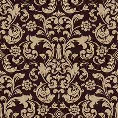 Vector damask seamless pattern element. Classical luxury old fashioned damask ornament, royal victorian seamless texture for wallpapers, textile, wrapping. Exquisite floral baroque template.