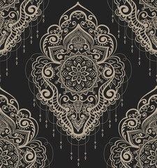 Vector abstract floral pattern element in Indian mehndi style. Abstract henna floral vector pattern. Colorful design element.