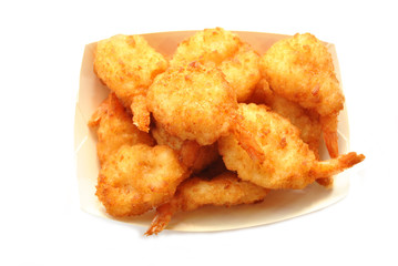 Deep Fried Butterflied Shrimp in a Takeout Container