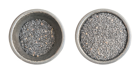 Black Sesame Seeds Isolated on White Background