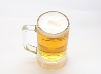 Top view on beer glass on white background