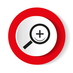 Search red web icon. Round vector icon.