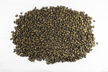 Roasted coffee beans on white background