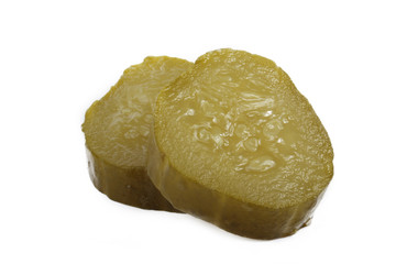slices of  picled cucumber isolated
