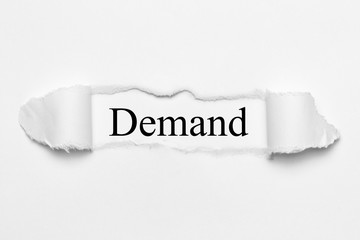 Demand on white torn paper