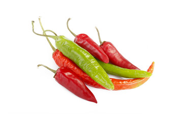colored peppers isolated