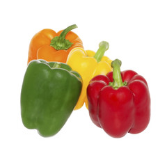 colored peppers isolated