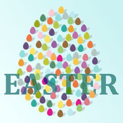 Easter eggs in shape of big egg. Easter poster.