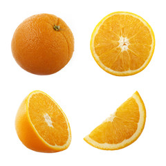 set of orange slices isolated