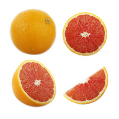 set of red orange slice isolated