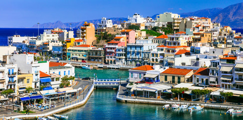 Landmarks of Greece - beautiful town Agios Nikolaos in Crete island
